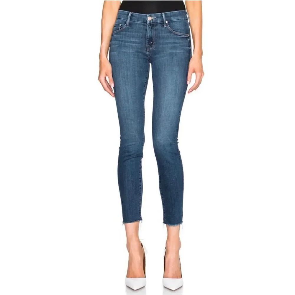 Mother Looker Ankle Fray Skinny Jeans in Girl Crush Raw Hem women’s size 27
